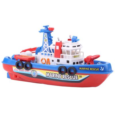 EMUKOEP Kids Fireboat Toy Water Spraying Ship Model with Sound & Flash Light