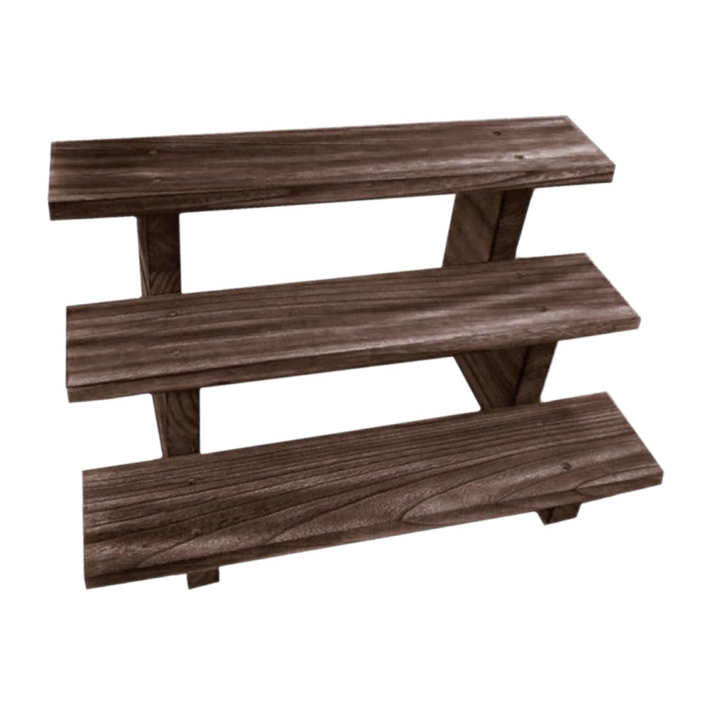 Healifty Wooden Display Shelf for Plants Compact Tiered Action Figure Stand Rustic Desktop Organizer for Home Decor and Collectibles