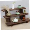Healifty Wooden Display Shelf for Plants Compact Tiered Action Figure Stand Rustic Desktop Organizer for Home Decor and Collectibles view 3