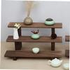 Healifty Wooden Display Shelf for Plants Compact Tiered Action Figure Stand Rustic Desktop Organizer for Home Decor and Collectibles view 4