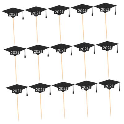 Unomor 32pcs Graduation Cake Decorative Toppers Paper Cake Picks Birthday Toppers for Themed Parties