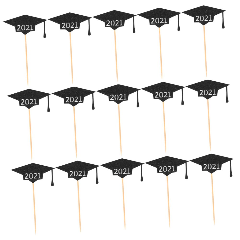 Unomor 32pcs Graduation Cake Decorative Toppers Paper Cake Picks Birthday Toppers for Themed Parties