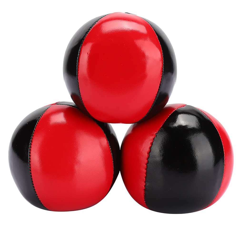 3PCS Red Black PU Leather High End Portable EPS Fine Colloidal Particle Juggling Ball Set for Professional Performance and Leisure Play