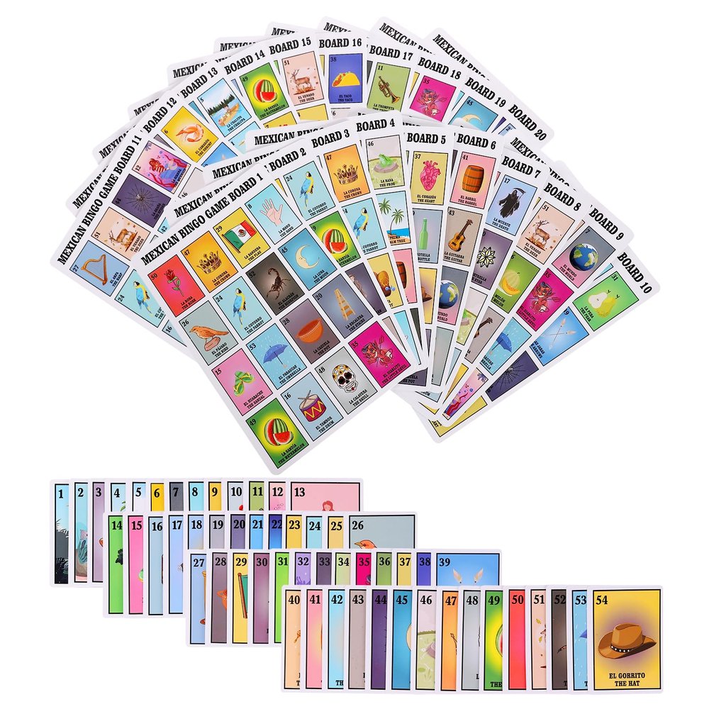 Ambercalm Mexican Bingo Games in Spanish English for 20 Players,Millennial Bilingual Puerto Rico Game Cards,Baraja Mexicana Juegos para Baby Shower,Schools,Cinco de Mayo and Mexican Party