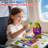 Mini Magnetic Tiles for Kids Travel - 40pcs STEM Building Blocks with Visual Storage Guide & Metal Box Play Base, Toddler Airplane Activities Toys for Ages 3-5,4-8, Compact Travel Toys view 2