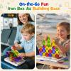 Mini Magnetic Tiles for Kids Travel - 40pcs STEM Building Blocks with Visual Storage Guide & Metal Box Play Base, Toddler Airplane Activities Toys for Ages 3-5,4-8, Compact Travel Toys view 3