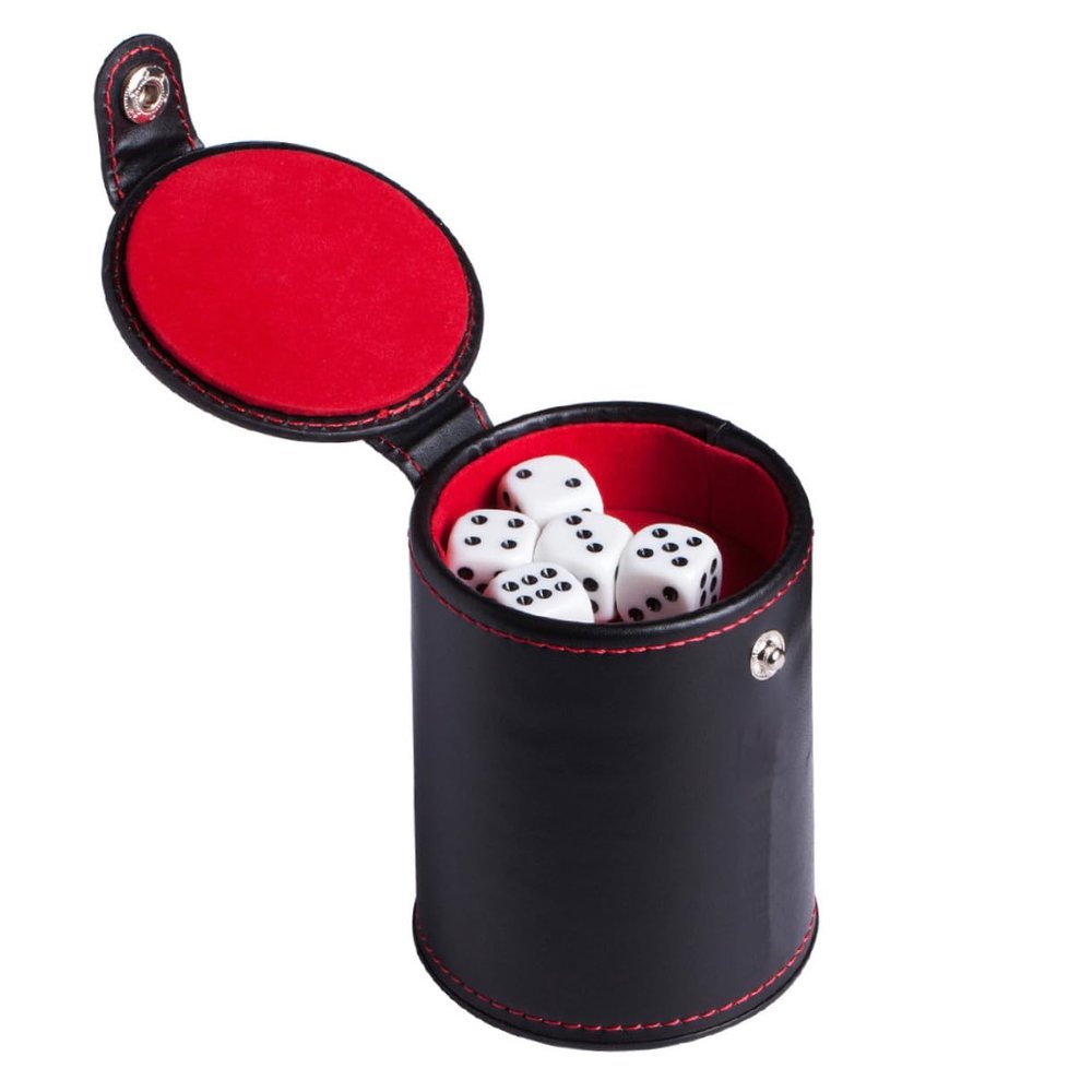 Gatuida 1set Bar Dice Cup Set Leather Dice Storage Container Dot for Easy Reading