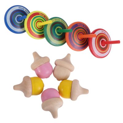 BESPORTBLE 10pcs Funny Wooden Pinecone Spinning Tops Boy Girl's Toys Design Visual Entertainment Random Color