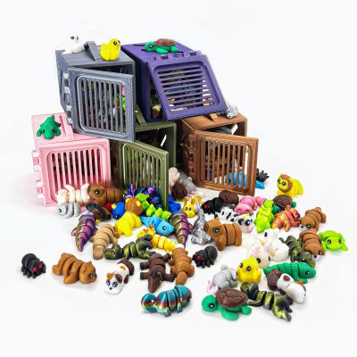 30Pcs Mystery Mini Animals Figures Set, 3D Printed Small Animal Flexible Fidget , 3D Printed Cute Animal Home, Executive Desk for Christmas Decoration, Tiny Animals Figurines Exquisite Cute Pet