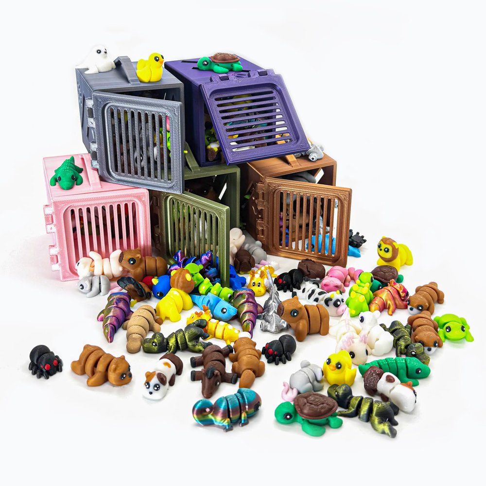30Pcs Mystery Mini Animals Figures Set, 3D Printed Small Animal Flexible Fidget , 3D Printed Cute Animal Home, Executive Desk for Christmas Decoration, Tiny Animals Figurines Exquisite Cute Pet
