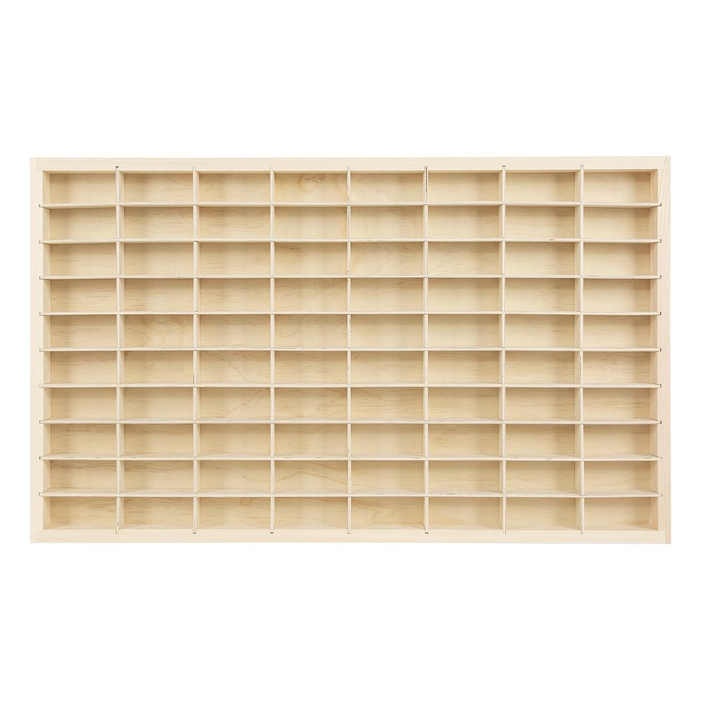 1:64 Scale Toy Car Display Case Organizer Storage, Wooden Wheel Rack Wall Mounted with 80 Compartments, Stylish Diecast Car Display Rack for Toy Car, Collectibles, Figurines (77.5x4x47cm)