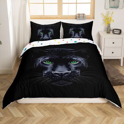jejeloiu Kids Lion Bedding Set Toddler Size, Safari Print Comforter Cover 3D Wild Animal Pattern Duvet Cover Boys Girls Teens Bedroom Decor with 1 Pillow Case (No Comforter)
