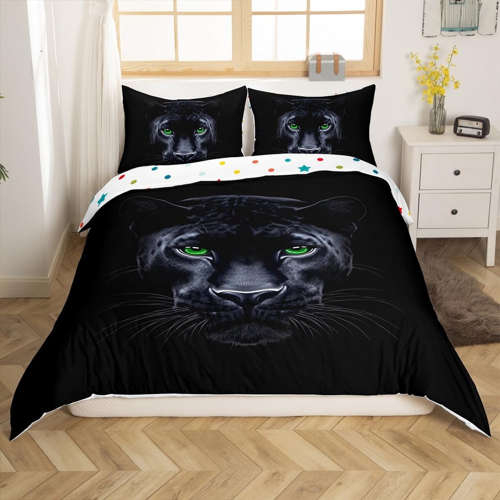 jejeloiu Kids Lion Bedding Set Toddler Size, Safari Print Comforter Cover 3D Wild Animal Pattern Duvet Cover Boys Girls Teens Bedroom Decor with 1 Pillow Case (No Comforter)