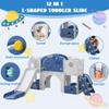 12 in 1 Toddler Slide, Astronaut Themed for Baby Slide Toddlers Aged 3+, with Astronaut,Telescope, Basketball Hoop and Ring Toss, Toddler Playset Blue Gray Combo view 4