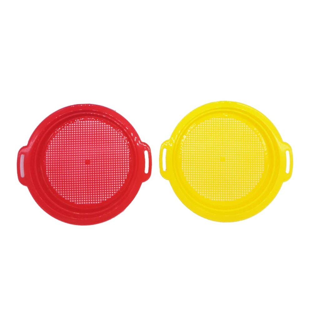 BESPORTBLE 4 Pack Boys and Girls Beach Sieve Toy Sand Mesh Strainer Lightweight Plastic Sieve Handheld Strainer Toy for Sand and Beach Play