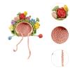 Knitted Floral Headgear Cover Woolen Yarn Outfits Accessory 10x9cm Handmade Hood for Plush Stuffed Animals view 2