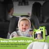 2-in-1 Baby Car Mirror with Lights & Soft Sounds, Cry Detector, Clear Night View, 360 Rotation, Shatterproof, Rear Facing Baby Car Seat Mirror with Remote Control, Perfect Baby Shower Gifts (Green) view 2
