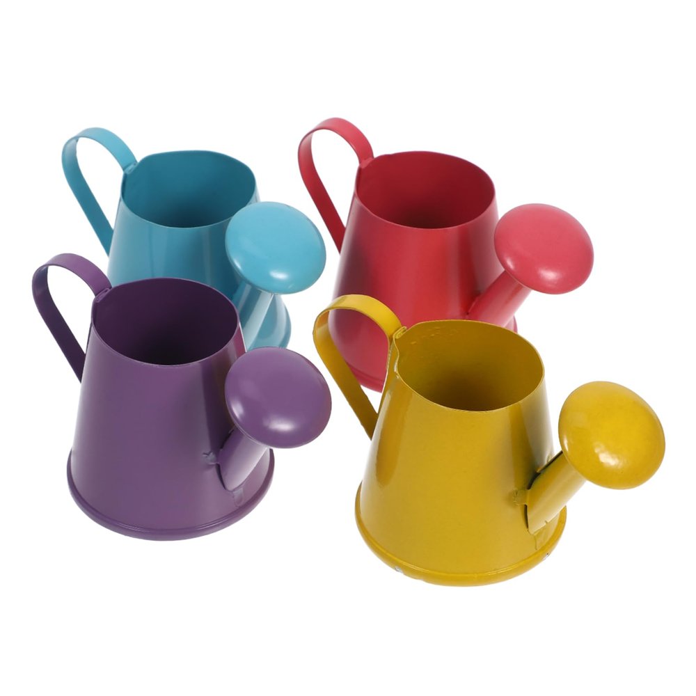 Sosoport 4pcs Mini Metal Watering Can for Boys and Girls Iron Flower Pots for Indoor and Outdoor Gardening Boy Girl-Friendly Educational Tool and Photography Prop
