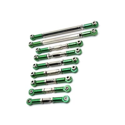 AQWBTYD RC Car Upgrade Parts for Wltoys 12429 1/12 RC Upgrades Parts Accessories Metal Front Rear Tie Rod Linkage Servo Link Steering Rod Set Modification Accessories(Green)