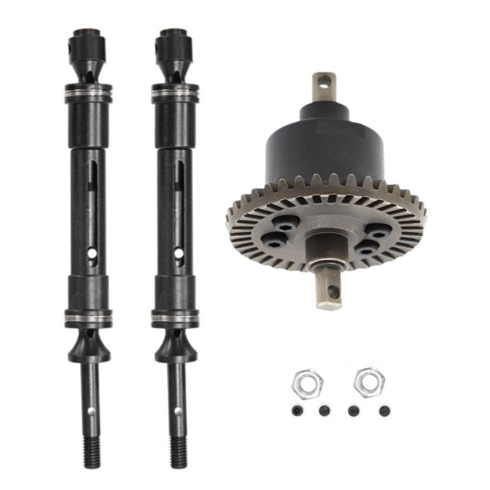 1Pair Durable Steel Metal Rear Drive Shaft+Gear Differential Set Repair Part for Traxxas Slash 4X4 VXL 1/10