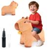 SuzziPals Bouncy Capybara Hopper Toys, Inflatable Ride on Toy with Plush Cover, Indoor & Outdoor Hopping Bouncing Animals for Toddlers Kids Adults, Capybara Stuffed Animal Hopping Toddler Gifts view 1