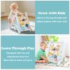 INFANS Wooden Baby Walker, Montessori Walker with Multiple Activity Toys, Storage, Push Walker Toys for Infant Learning to Walk, Sit to Stand Walker for Boys Girls (Light Blue) view 2