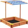 CIATRE 46" Large Wooden Sandbox with Adjustable Canopy | Outdoor Cedar Sandpit for Kids | UV-Resistant Cover & Drainage Design | Backyard Play Station view 2