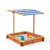 CIATRE 46" Large Wooden Sandbox with Adjustable Canopy | Outdoor Cedar Sandpit for Kids | UV-Resistant Cover & Drainage Design | Backyard Play Station view 4