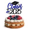 1PC Blue Glitter Class of 2025 Graduation Cake Topper, VARACL Graduation Decorations 2025 High School College Senior Grad Cap Diploma Cake Picks Grad Party Cake Decorations Supplies view 3