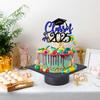 1PC Blue Glitter Class of 2025 Graduation Cake Topper, VARACL Graduation Decorations 2025 High School College Senior Grad Cap Diploma Cake Picks Grad Party Cake Decorations Supplies view 4