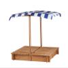 46" Wooden Sandbox with Adjustable Canopy & Foldable Benches | Outdoor Sandpit Playset for Kids | UV-Resistant Cover + Fabric Liner Included view 2