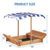 46" Wooden Sandbox with Adjustable Canopy & Foldable Benches | Outdoor Sandpit Playset for Kids | UV-Resistant Cover + Fabric Liner Included view 3