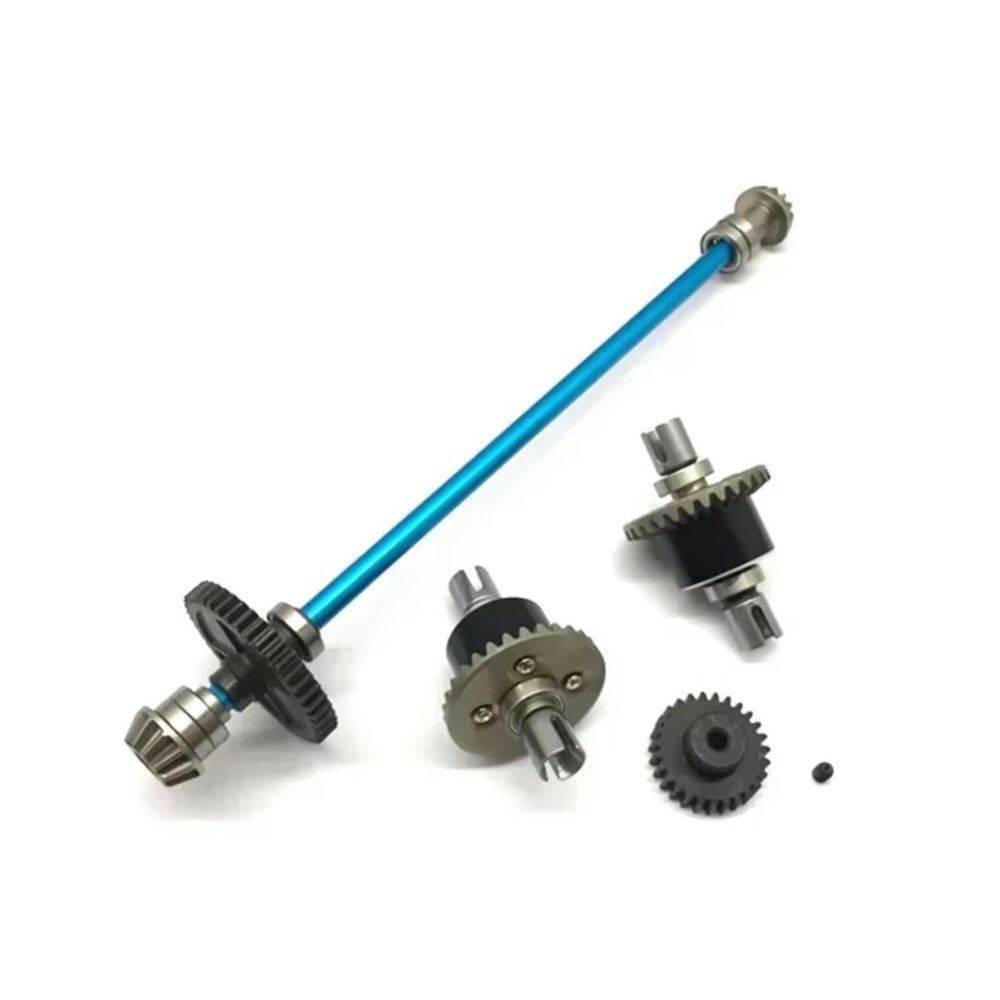for WLtoys 144001 1/14 RC Car Parts Spare Parts Metal Differential Central Drive Shaft Reduction Gear Motor Gear RC Car Repair Kit(Blue)