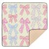 Flradish Pastel Colors Bows Baby Play Mat, Waterproof & Non-Slip Playpen Mat 50" X 50" Soft Foldable Crawling Mat Playing for Infants and Toddlers view 1