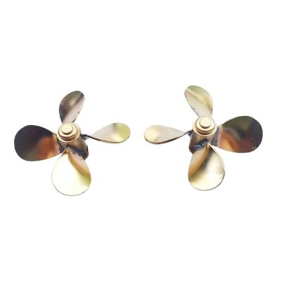 40mm Brass 4-Blade RC Boat Propeller  M4 Shaft, Tin-Welded Construction, CW & CCW Rotation Scale Warship & Model Ship Accessory