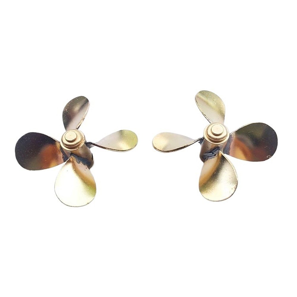 40mm Brass 4-Blade RC Boat Propeller M4 Shaft, Tin-Welded Construction, CW & CCW Rotation Scale Warship & Model Ship Accessory