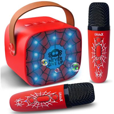 Mini Karaoke Machine for Kids:Birthday Gift for 3 4 5 6 7 8 9 10 11 12+ Year Old Boy Girl Gifts Toddler Singing Toys Bluetooth Speaker with 2 Wireless Microphone Fun Voice and Lights Teens Party Gifts