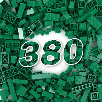 MALEKO Classic Bulk Building Blocks Accessories, 380 Pieces Mix Shape Bricks for Building-Compatible with All Major Brands(Green)