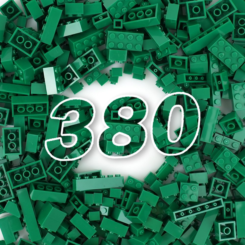 MALEKO Classic Bulk Building Blocks Accessories, 380 Pieces Mix Shape Bricks for Building-Compatible with All Major Brands(Green)