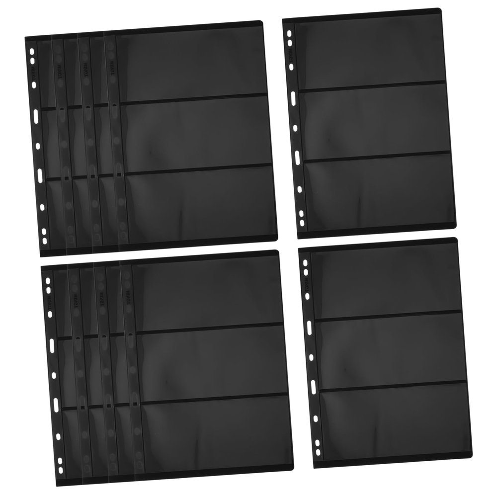 Zerodeko 10pcs Double-sided Stamp Album Inserts Standard Pages Three Rows for Collectors for Stamp Storage and Organization