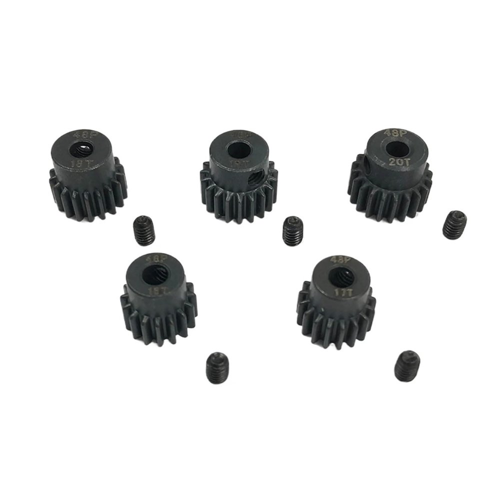 5pcs 48DP 3.175mm 16T-30T Optional Black Steel Metal Pinion Motor Gears for 1/10 Axial Scx10 RC Model Car Motor(48DP 16T-20T)