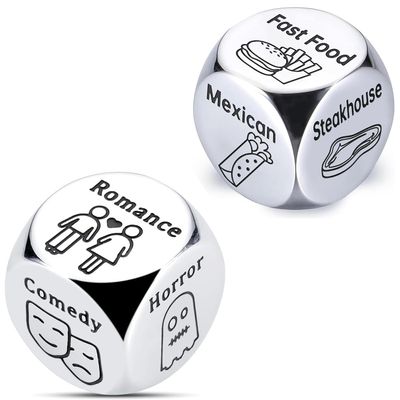 2Pcs Date Night Decision Dice Date Night Gift for Boyfriend Girlfriend Food Dice Valentine Gifts for Him Her Anniversary Day Gifts for Wife Husband Wedding Birthday Bachelorette for Bride