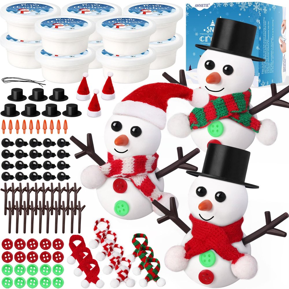 AWHETIE 10 Pack Stocking Stuffers for Kids,Christmas Crafts for Kids Bulk,Build a Snowman Crafts Kit Modeling Clay,Christmas Stocking Stuffers Gifts Activities for Boys Girls