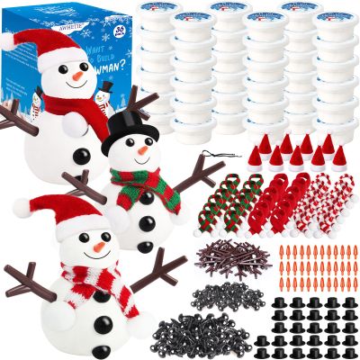 AWHETIE 36 Pack Stocking Stuffers for Kids,Christmas Crafts for Kids Bulk,Build a Snowman Crafts Kit Modeling Clay for Christmas Stocking Stuffers Gifts Activities Boys Girls