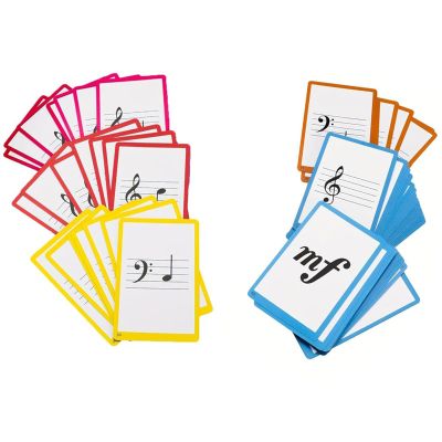 Basic Piano Theory Posters Set, 104 Double-Sided Piano Note Flash Cards and Piano Music Theory Poster, for Music Education and Beginners