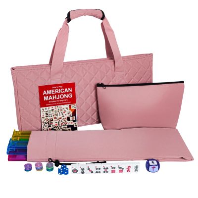 American Mahjong Set with Storage Bag, 166 White Tiles, 4 All-in-One Rack/Pushers, Mahjong Tiles Set (Ma Jong, Mah-Jongg, Majiang)