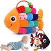 Baby Sensory Tummy Time Toys 0-6 Months Music Fish Toy for Newborn 3 4 5 6 Month Old Black and White High Contrast Infant Toys with Mirror Crinkle Rattle for 3-6 6-12 Months Baby Boy Girl Shower Gifts view 1