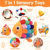 Baby Sensory Tummy Time Toys 0-6 Months Music Fish Toy for Newborn 3 4 5 6 Month Old Black and White High Contrast Infant Toys with Mirror Crinkle Rattle for 3-6 6-12 Months Baby Boy Girl Shower Gifts view 2