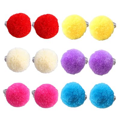 PartyKindom 6pairs Little Girls Earrings Non-piercing Clip Earrings Plush Ball Ear Clips Adorable Jewelry for Boys and Girls