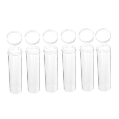 WOONEKY 6pcs Plastic Storage Tubes Holders for Quarters Caps for Loose Rolled Protectors for Collectors